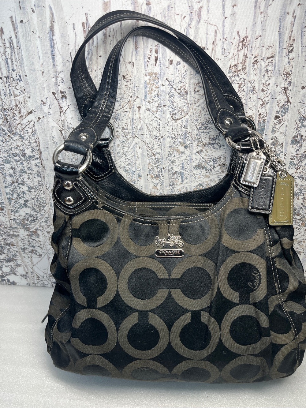 Coach Madison Op Art Sateen Maggie Shoulder Bag 14305